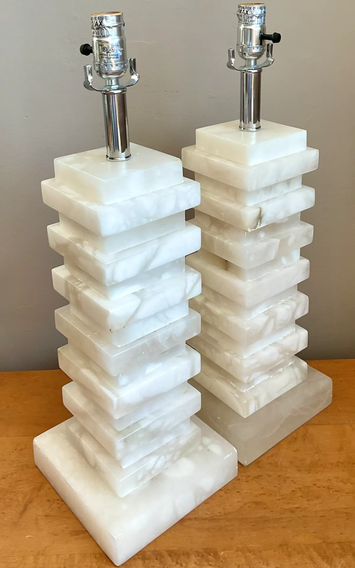 Vintage Stacked Stone Table Lamps - Pair — additional photo 3
