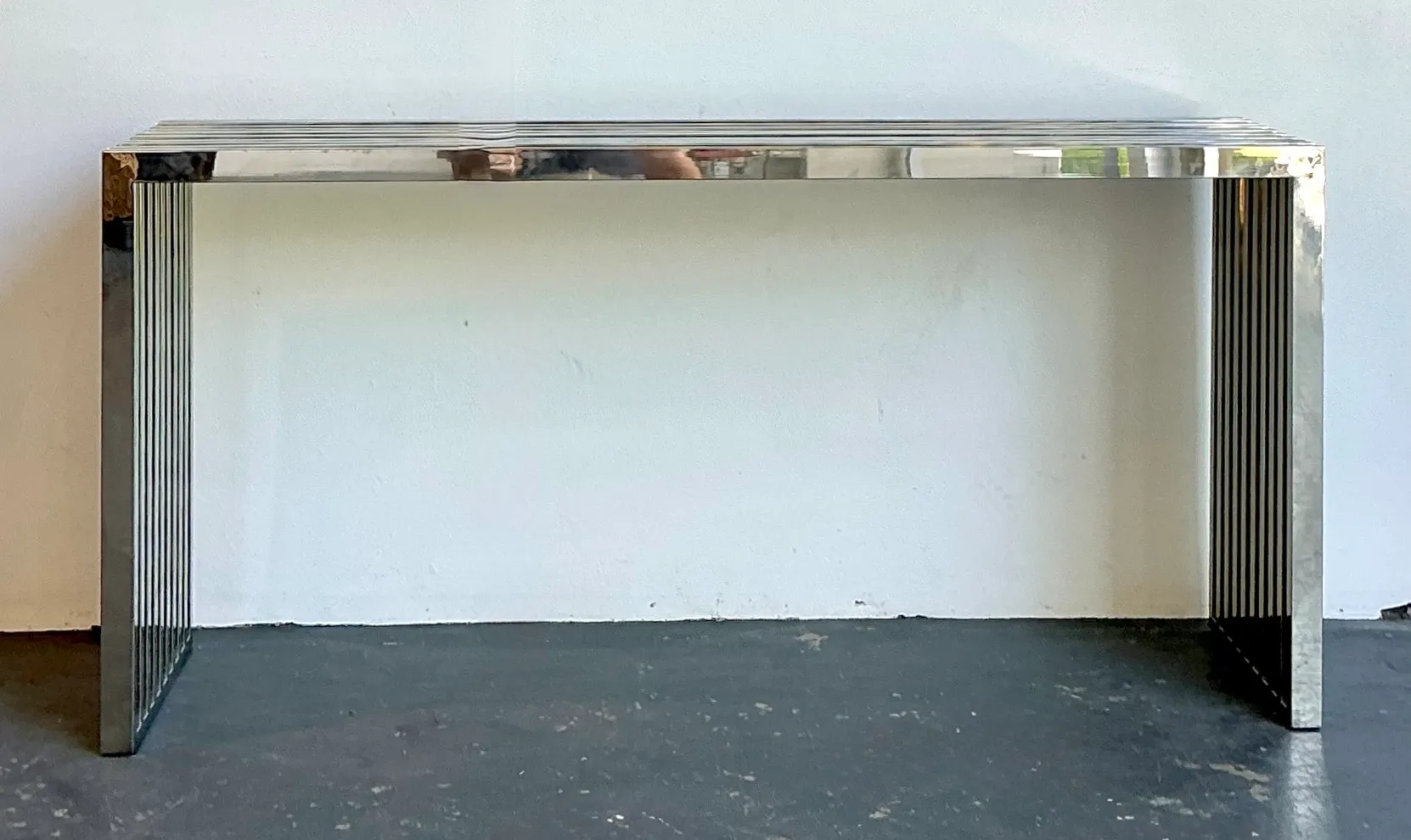 Vintage Chrome Slat Console Table After Ralph Lauren — additional photo 3