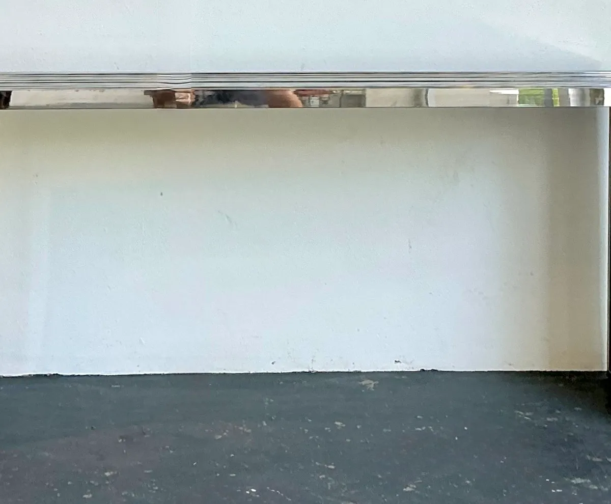 Vintage Chrome Slat Console Table After Ralph Lauren — additional photo 3