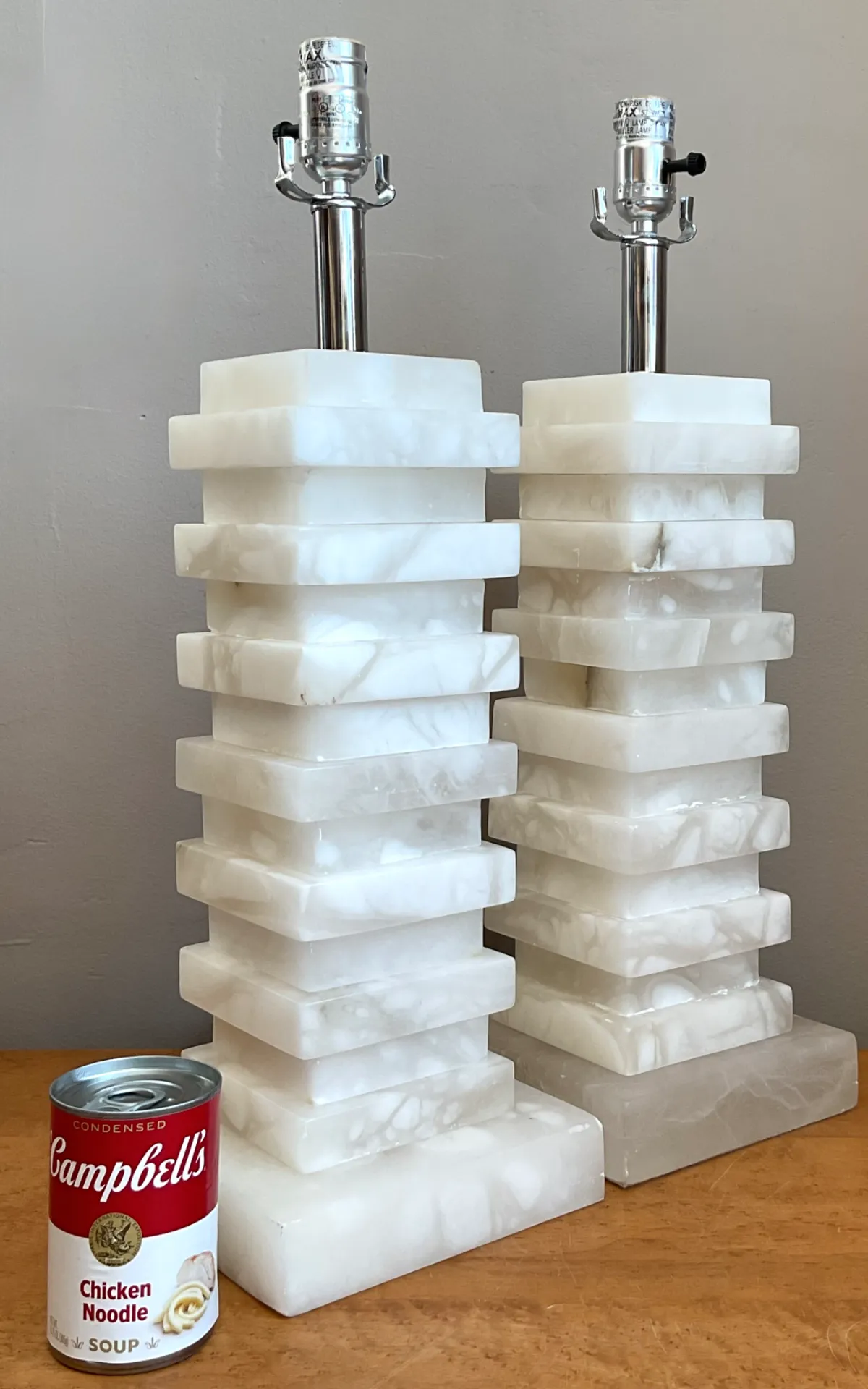 Vintage Stacked Stone Table Lamps - Pair