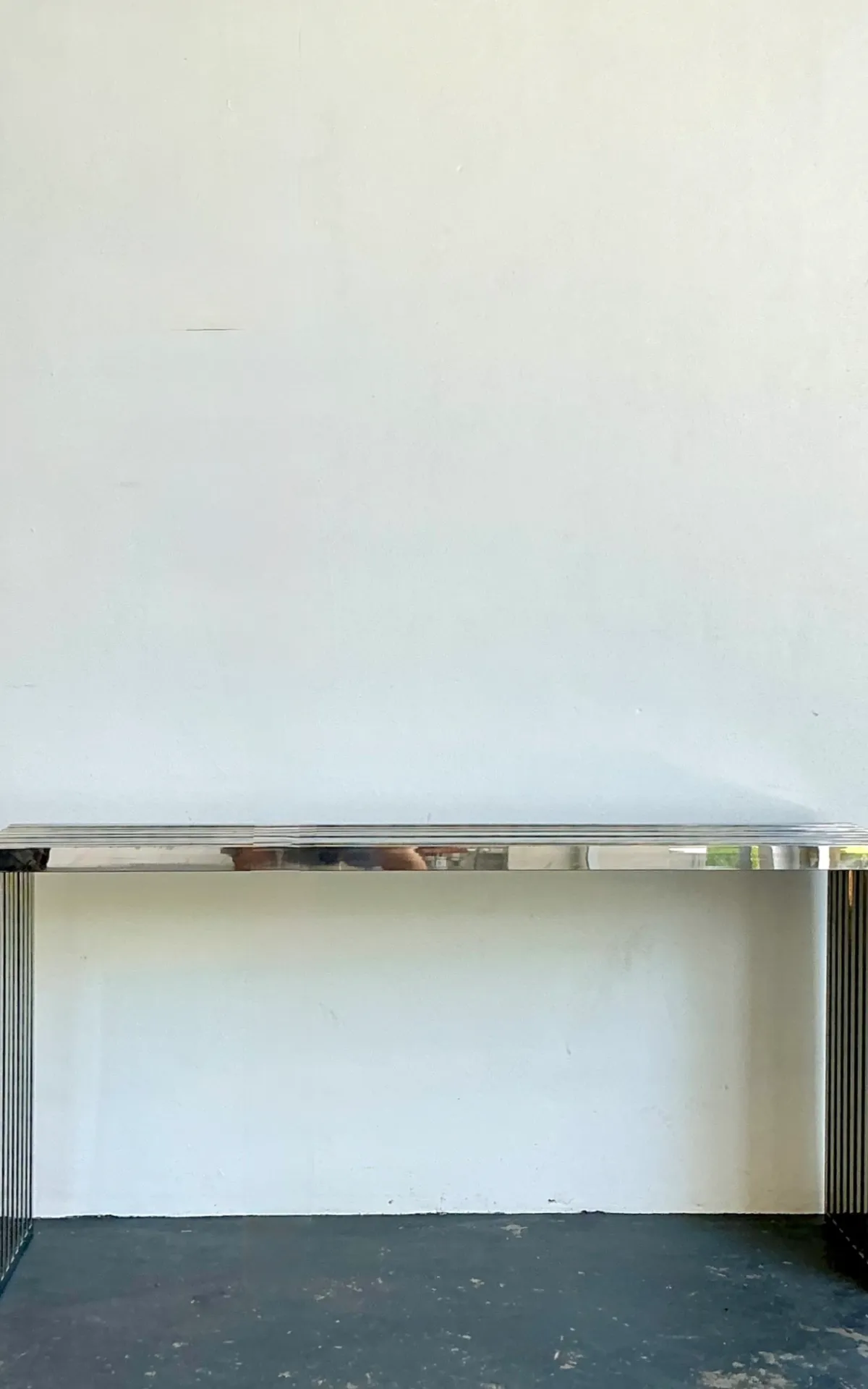 Vintage Chrome Slat Console Table After Ralph Lauren — additional photo 5