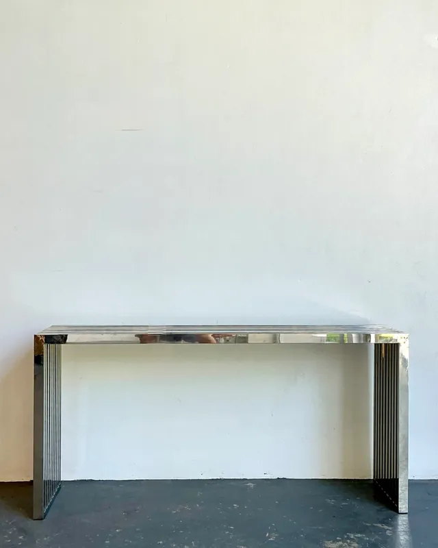 Vintage Chrome Slat Console Table After Ralph Lauren — additional photo 5