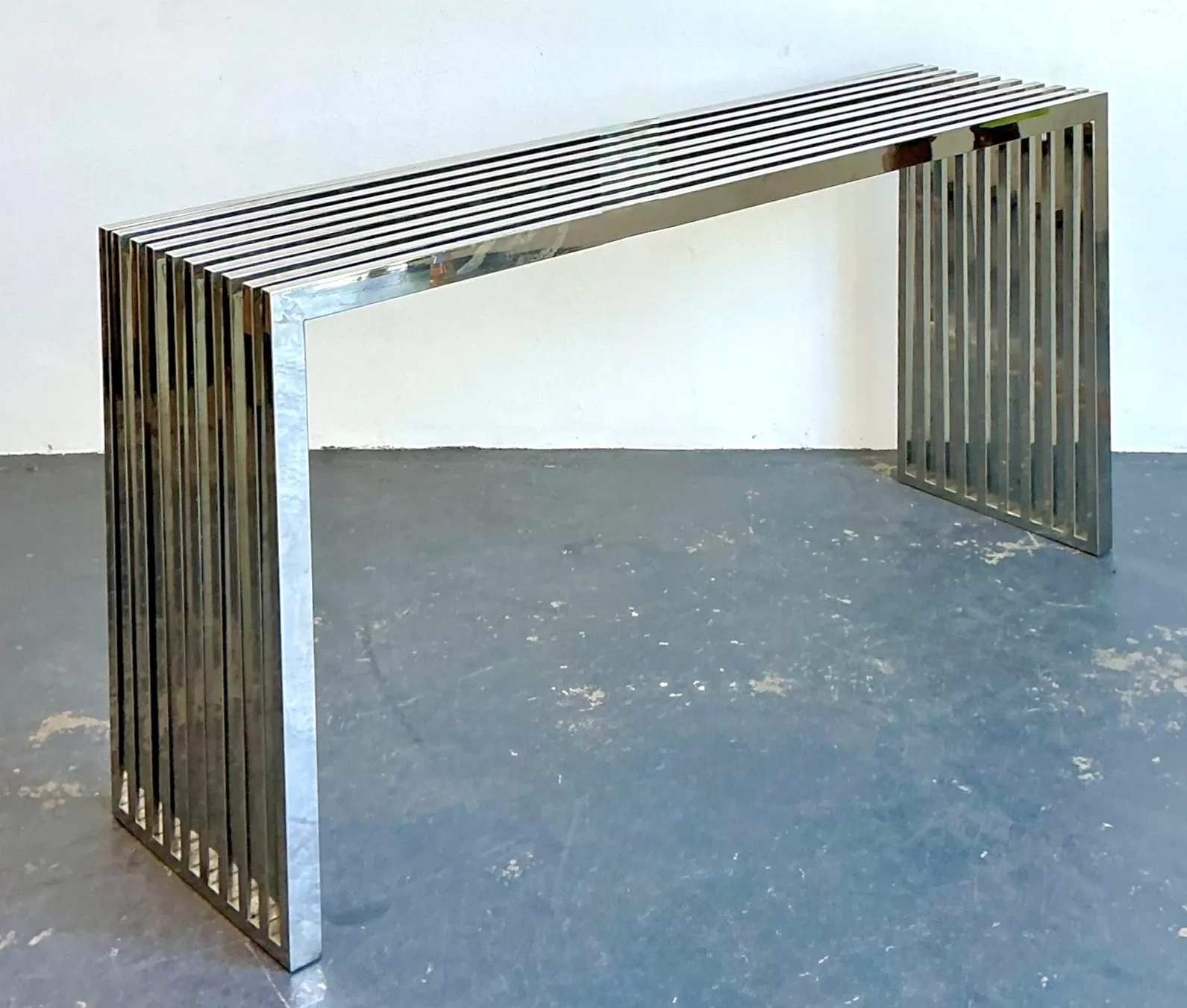 Vintage Chrome Slat Console Table After Ralph Lauren — additional photo 7