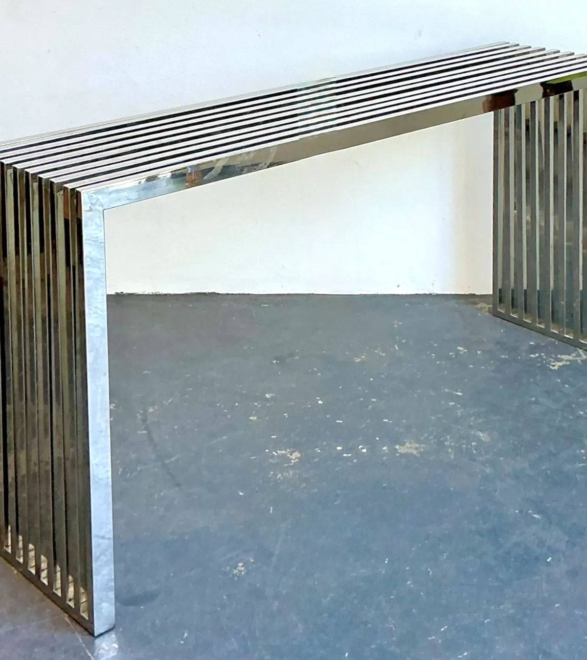 Vintage Chrome Slat Console Table After Ralph Lauren — additional photo 7
