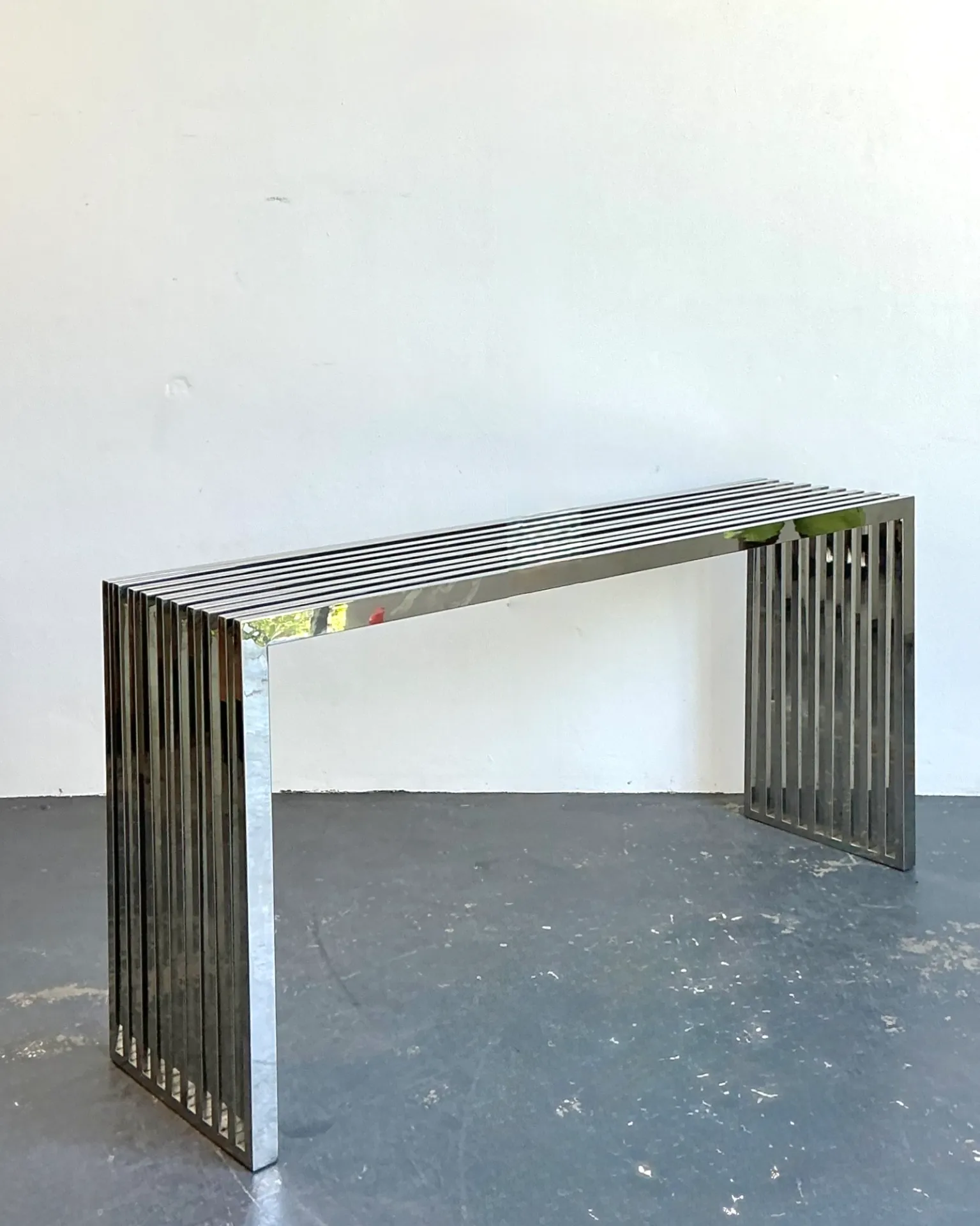 Vintage Chrome Slat Console Table After Ralph Lauren — additional photo 6