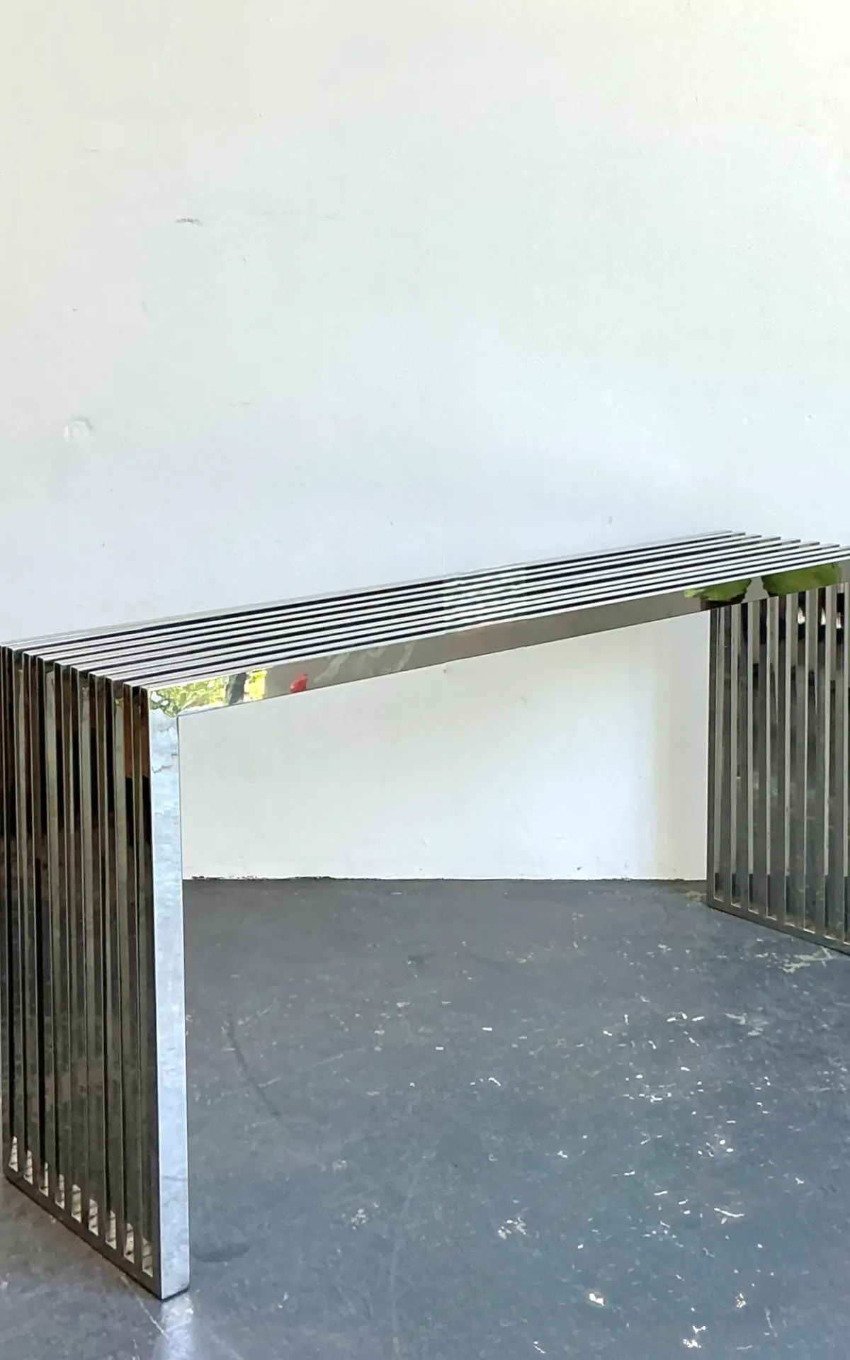 Vintage Chrome Slat Console Table After Ralph Lauren — additional photo 6