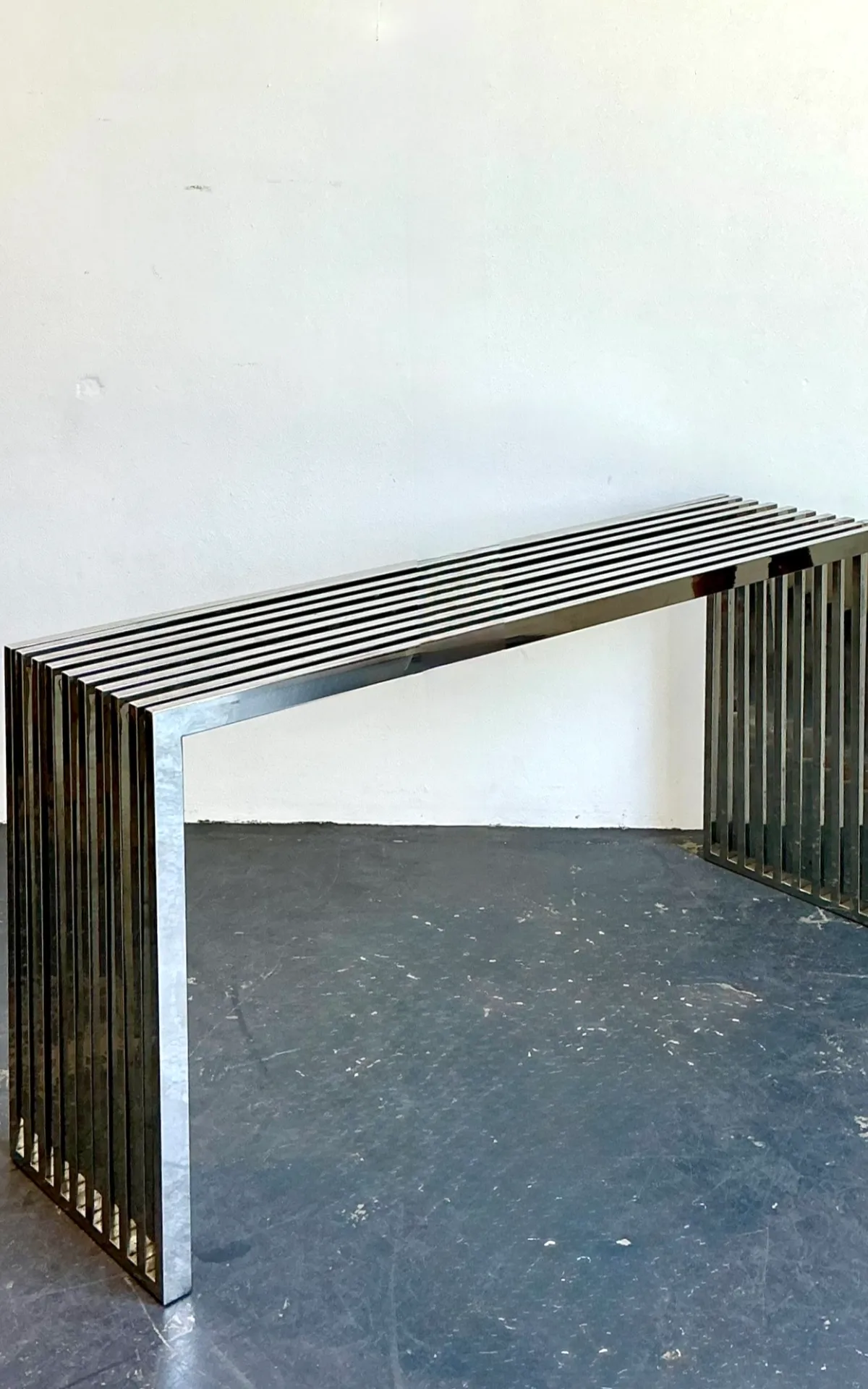 Vintage Chrome Slat Console Table After Ralph Lauren — additional photo 2