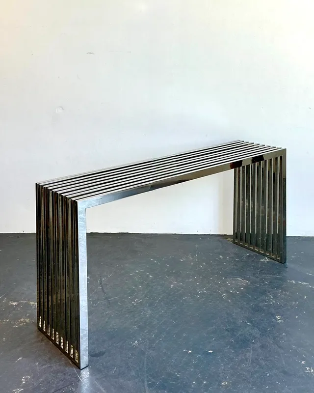 Vintage Chrome Slat Console Table After Ralph Lauren — additional photo 2