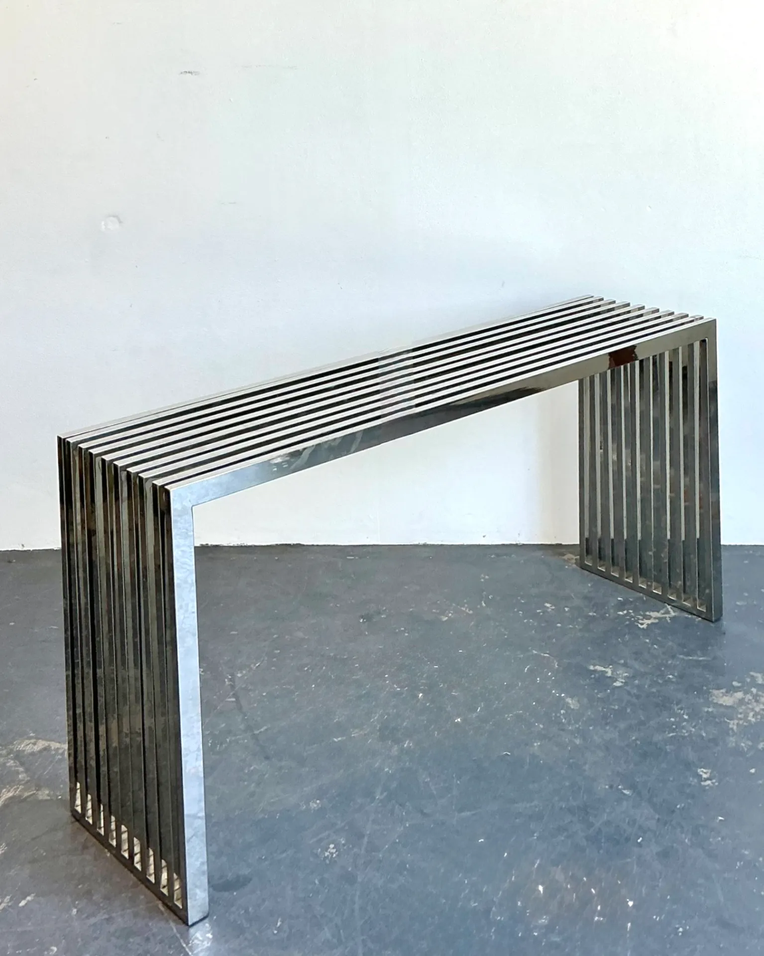 Vintage Chrome Slat Console Table After Ralph Lauren — additional photo 4