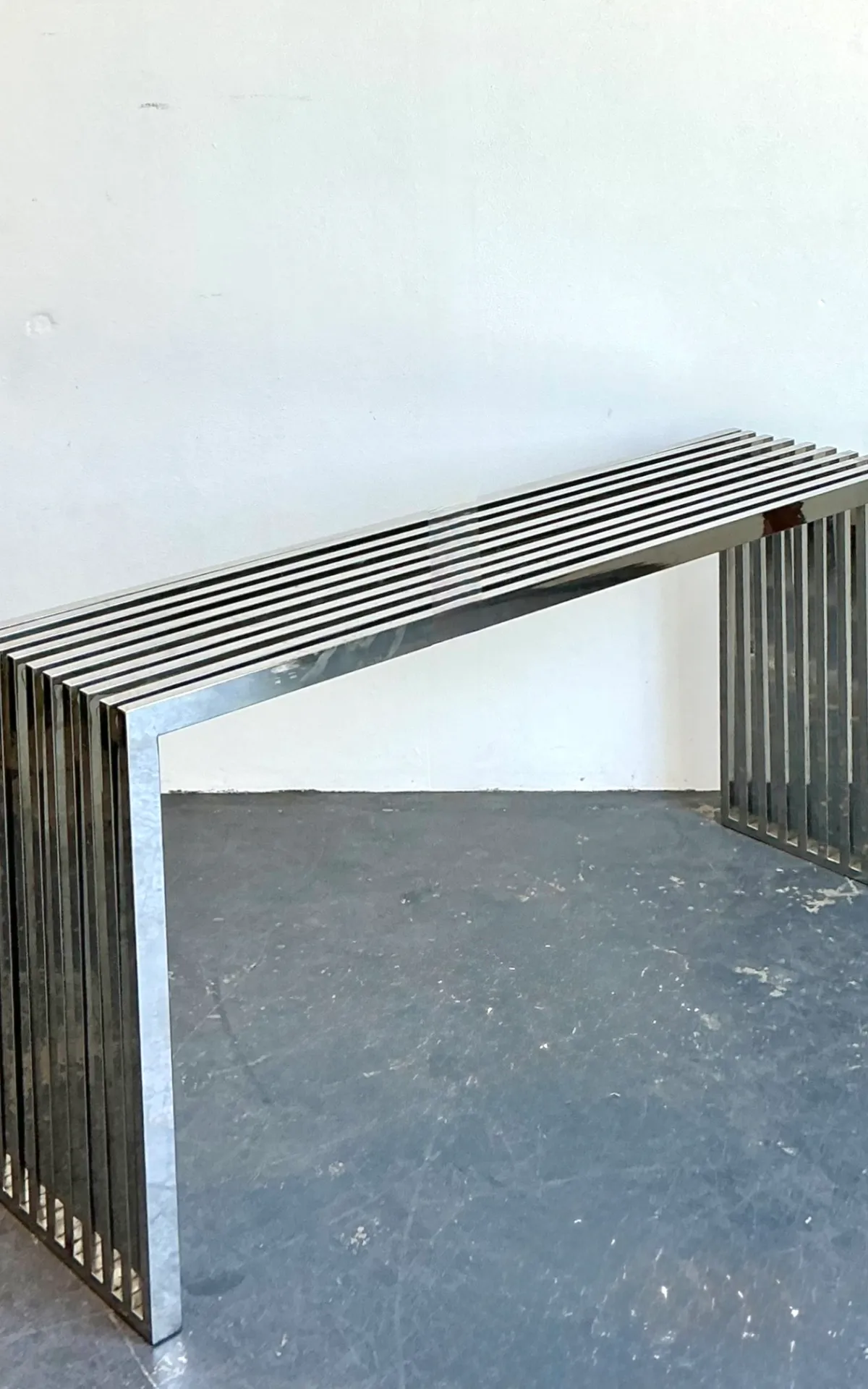 Vintage Chrome Slat Console Table After Ralph Lauren — additional photo 4
