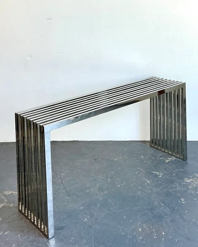 Vintage Chrome Slat Console Table After Ralph Lauren — additional photo 4