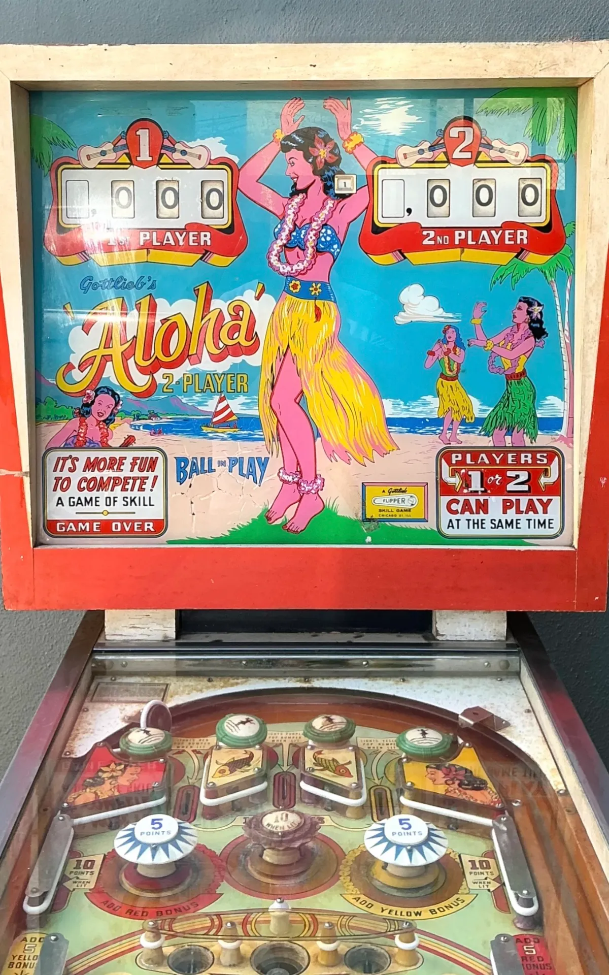 Vintage Gottlieb Aloha Pinball Machine — additional photo 1