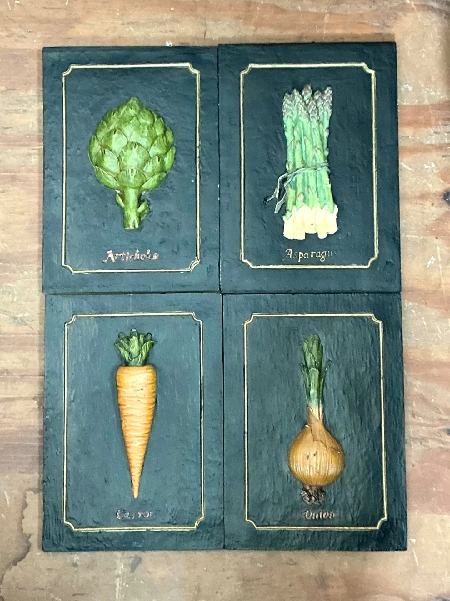 Vintage Vegetable Relief Wall Plaques - Set of 4 — additional photo 3