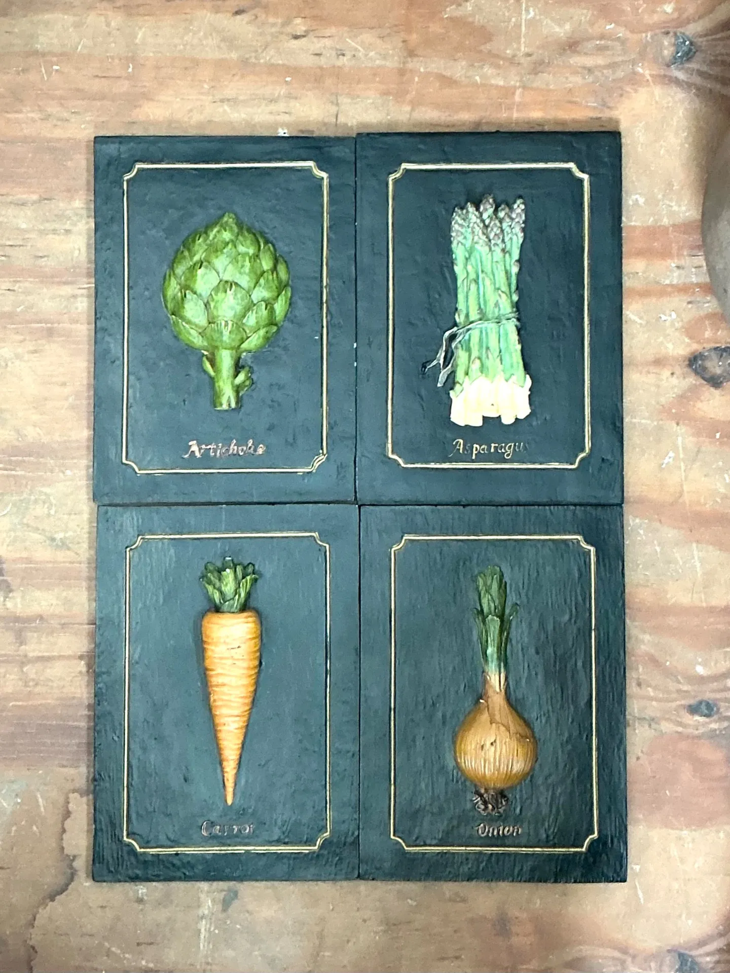 Vintage Vegetable Relief Wall Plaques - Set of 4 — additional photo 1