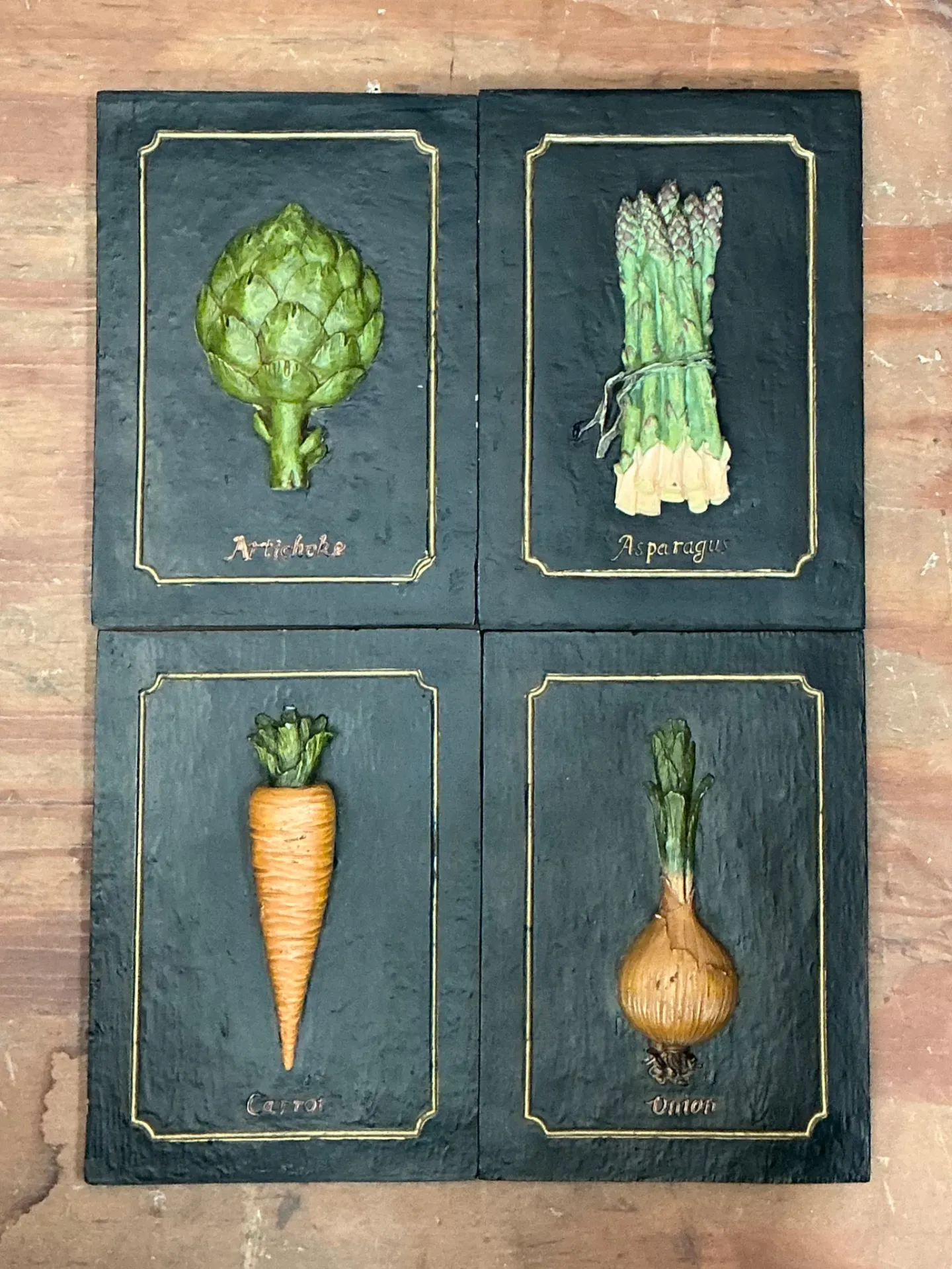 Vintage Vegetable Relief Wall Plaques - Set of 4 — additional photo 4