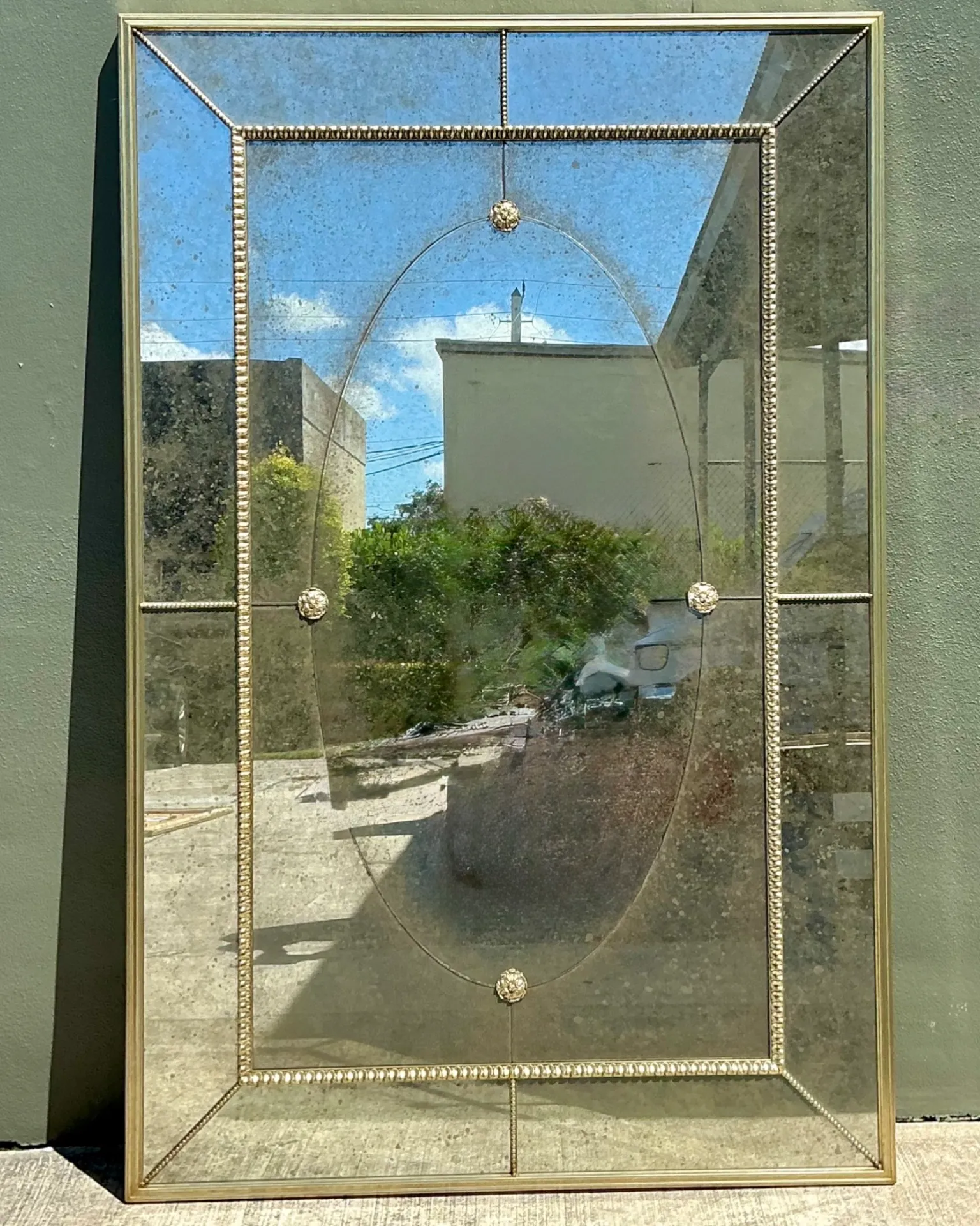 Vintage Monumental Antiqued Floor Mirror — additional photo 4