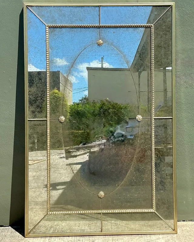 Vintage Monumental Antiqued Floor Mirror — additional photo 4