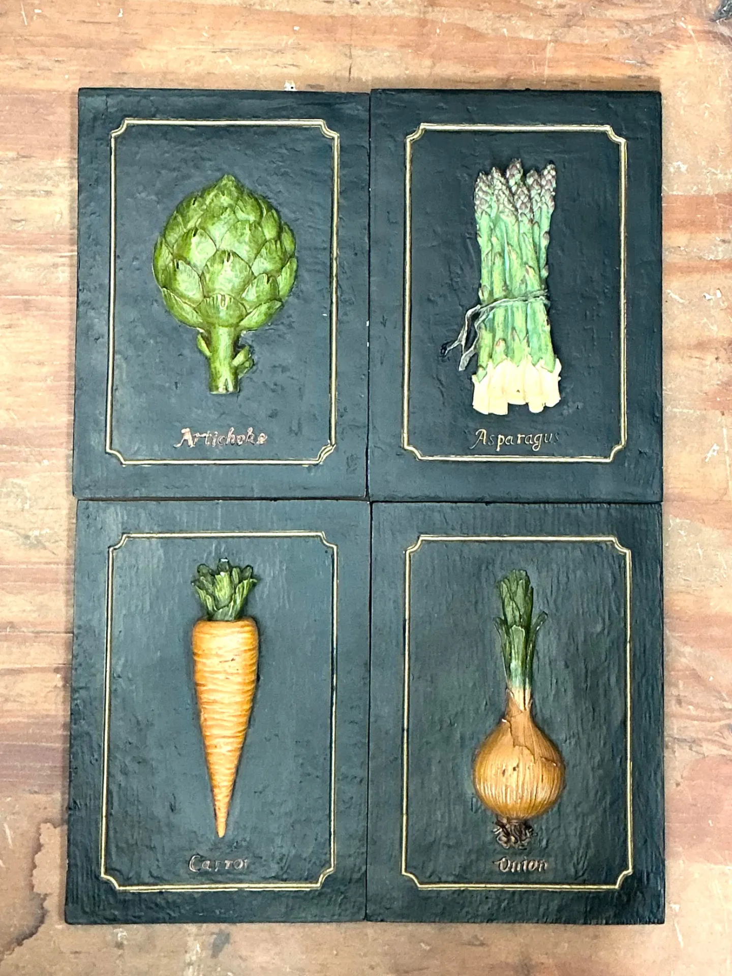 Vintage Vegetable Relief Wall Plaques - Set of 4 — additional photo 2