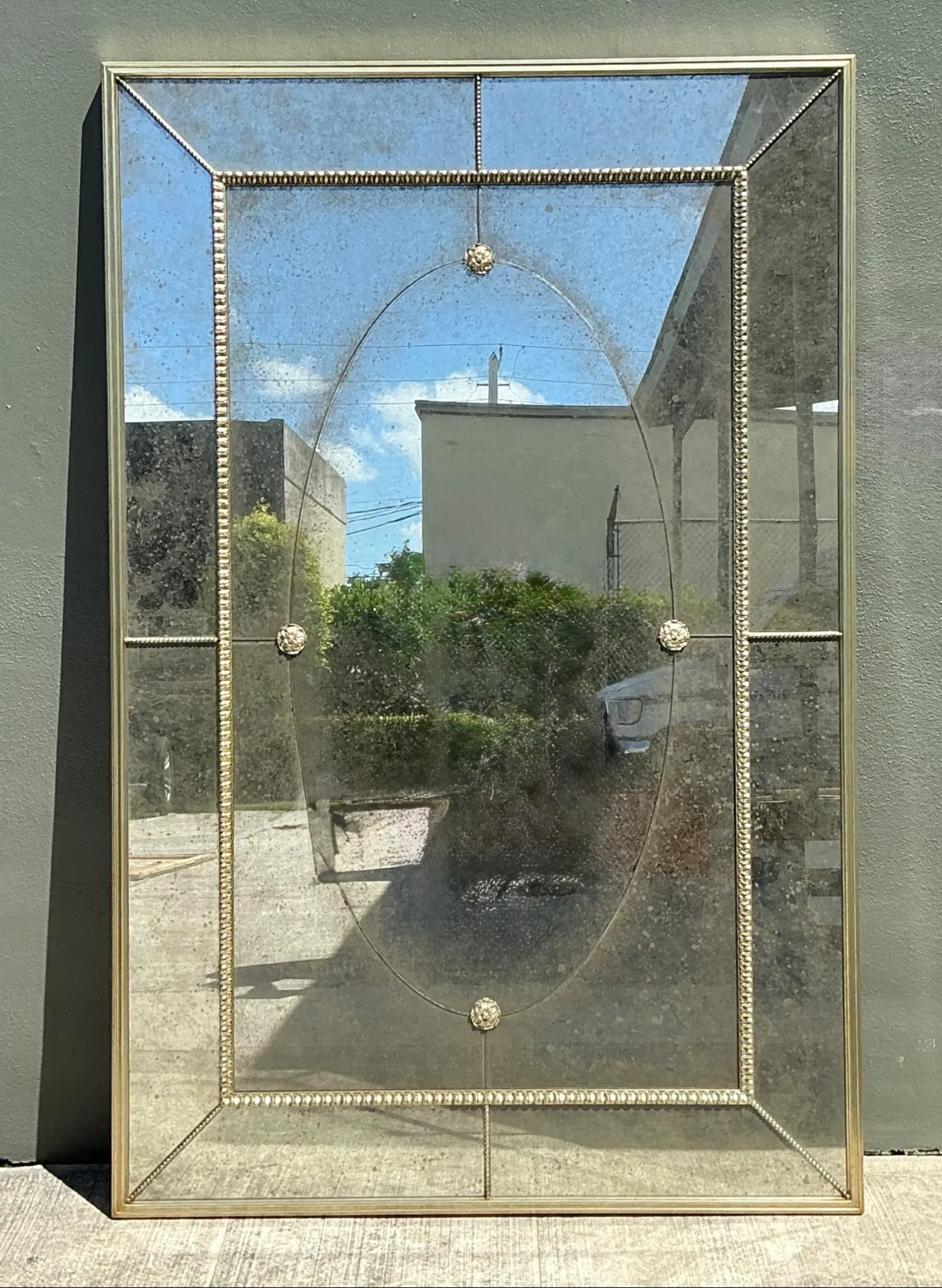 Vintage Monumental Antiqued Floor Mirror — additional photo 2