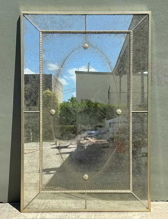 Vintage Monumental Antiqued Floor Mirror — additional photo 1