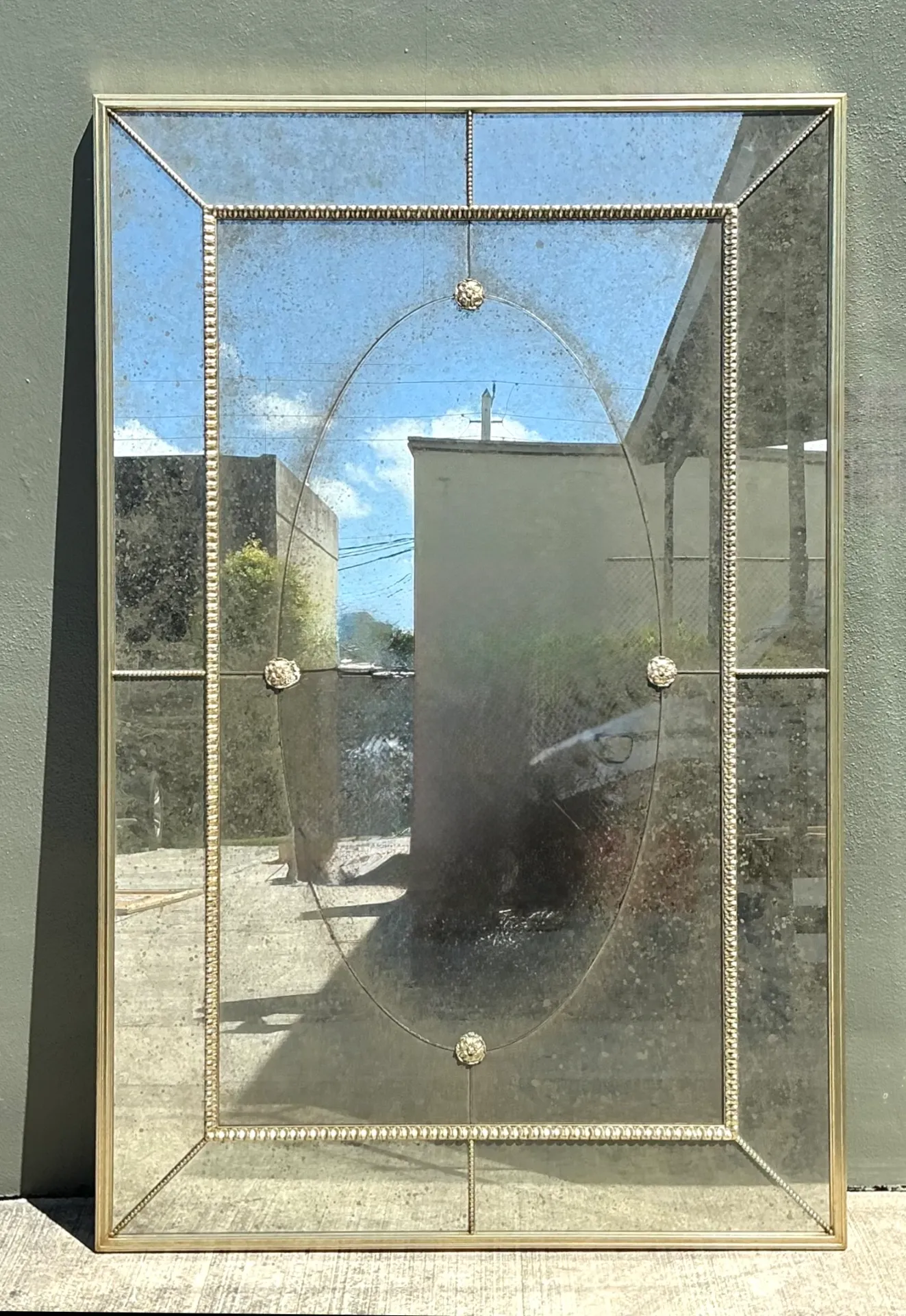 Vintage Monumental Antiqued Floor Mirror — additional photo 3
