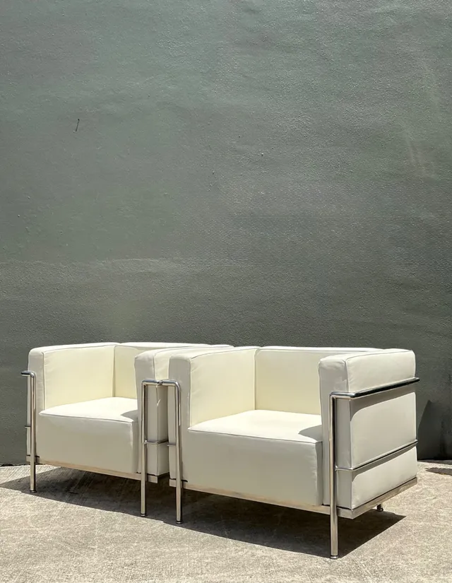 Vintage Chrome Frame Lounge Chairs After Corbusier - A Pair — additional photo 8