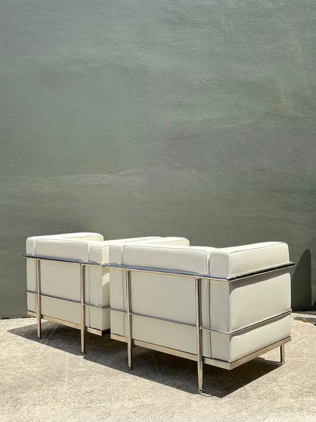 Vintage Chrome Frame Lounge Chairs After Corbusier - A Pair — additional photo 4