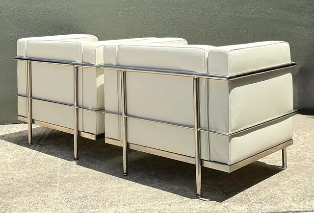 Vintage Chrome Frame Lounge Chairs After Corbusier - A Pair — additional photo 2