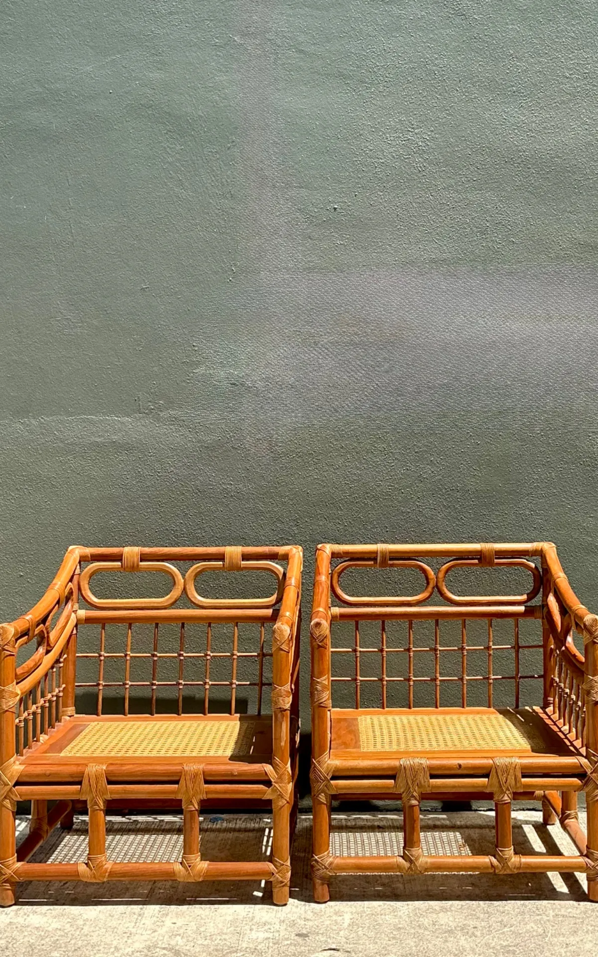 Vintage Loop Rattan Lounge Chairs - A Pair — additional photo 5