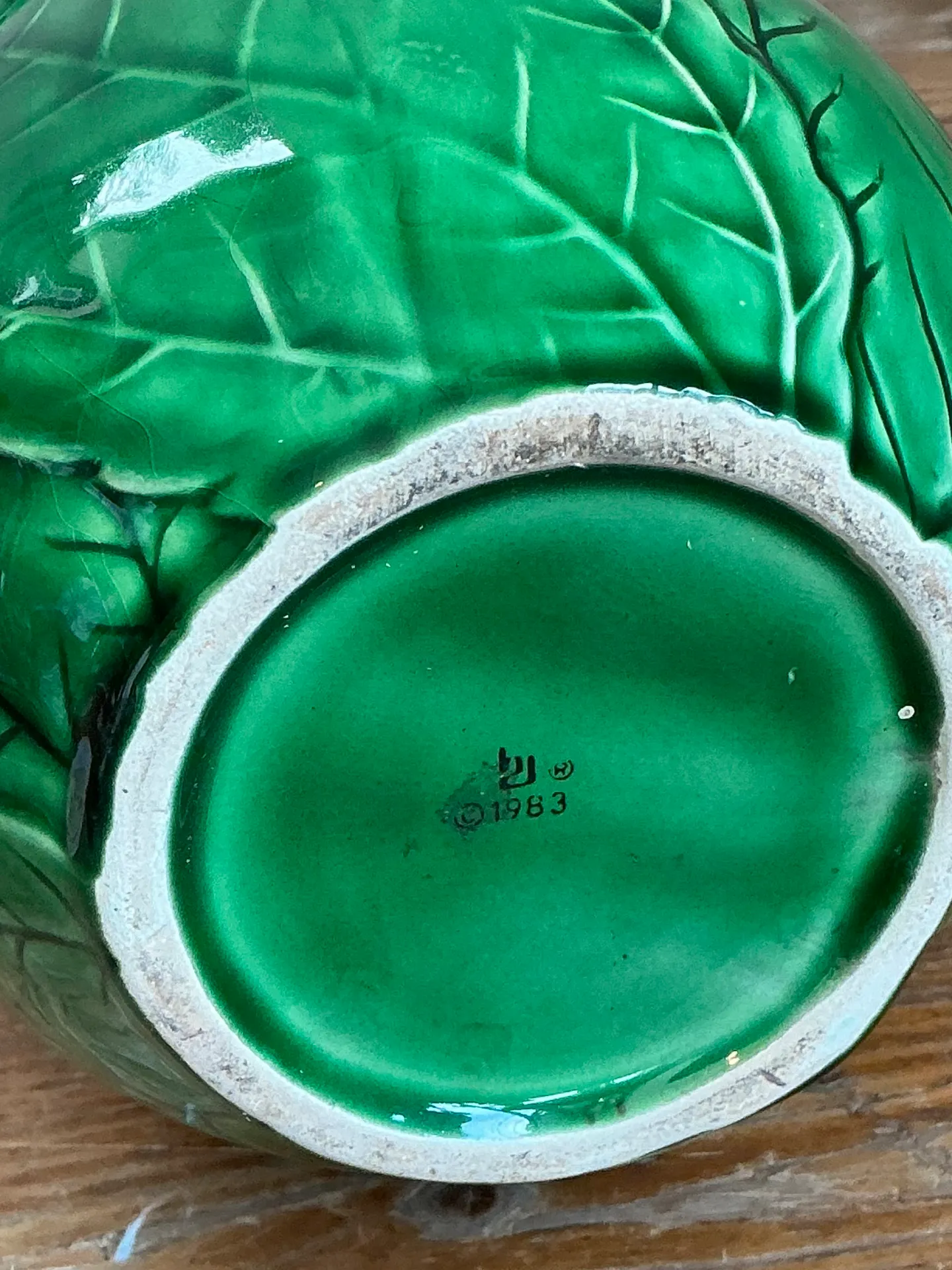 Vintage Glazed Ceramic Leaf Pitcher — additional photo 5