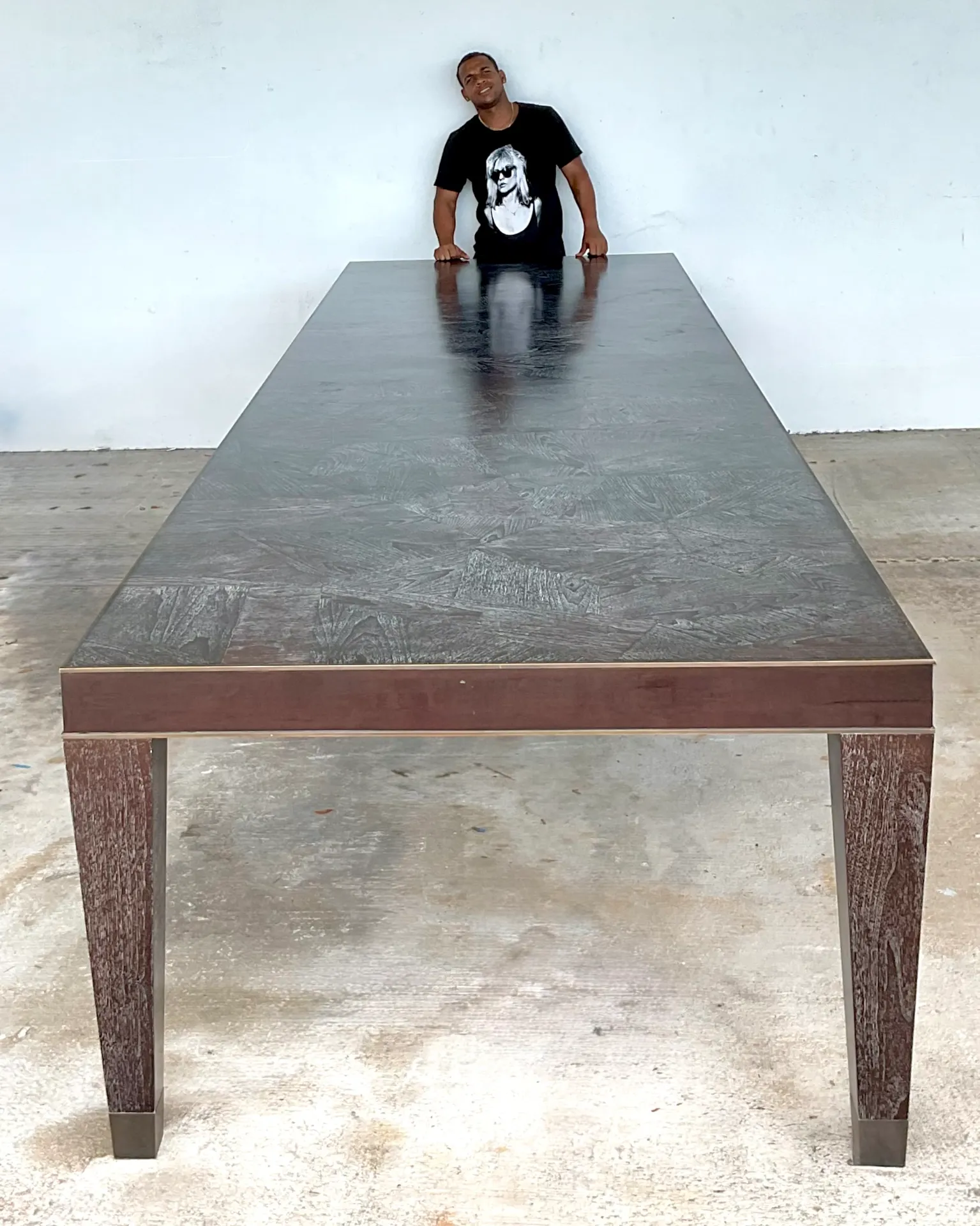 Vintage Monumental 15 Ft Cerused Wood Dining Table — additional photo 1