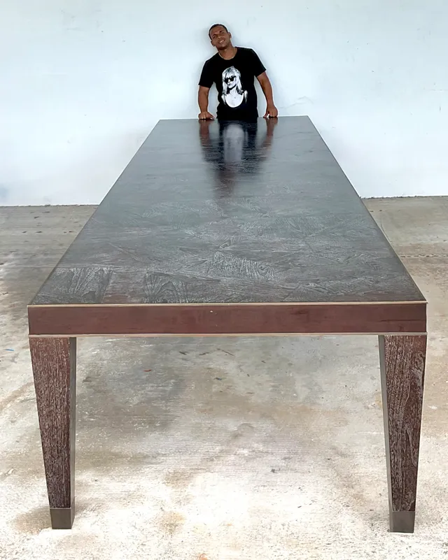 Vintage Monumental 15 Ft Cerused Wood Dining Table — additional photo 1