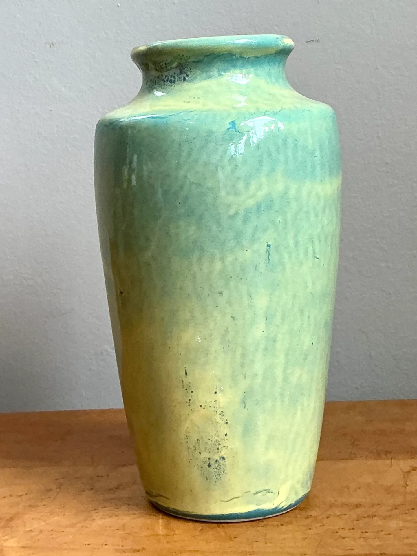 Vintage Blue and Yellow Glazed Ceramic Vase — additional photo 7