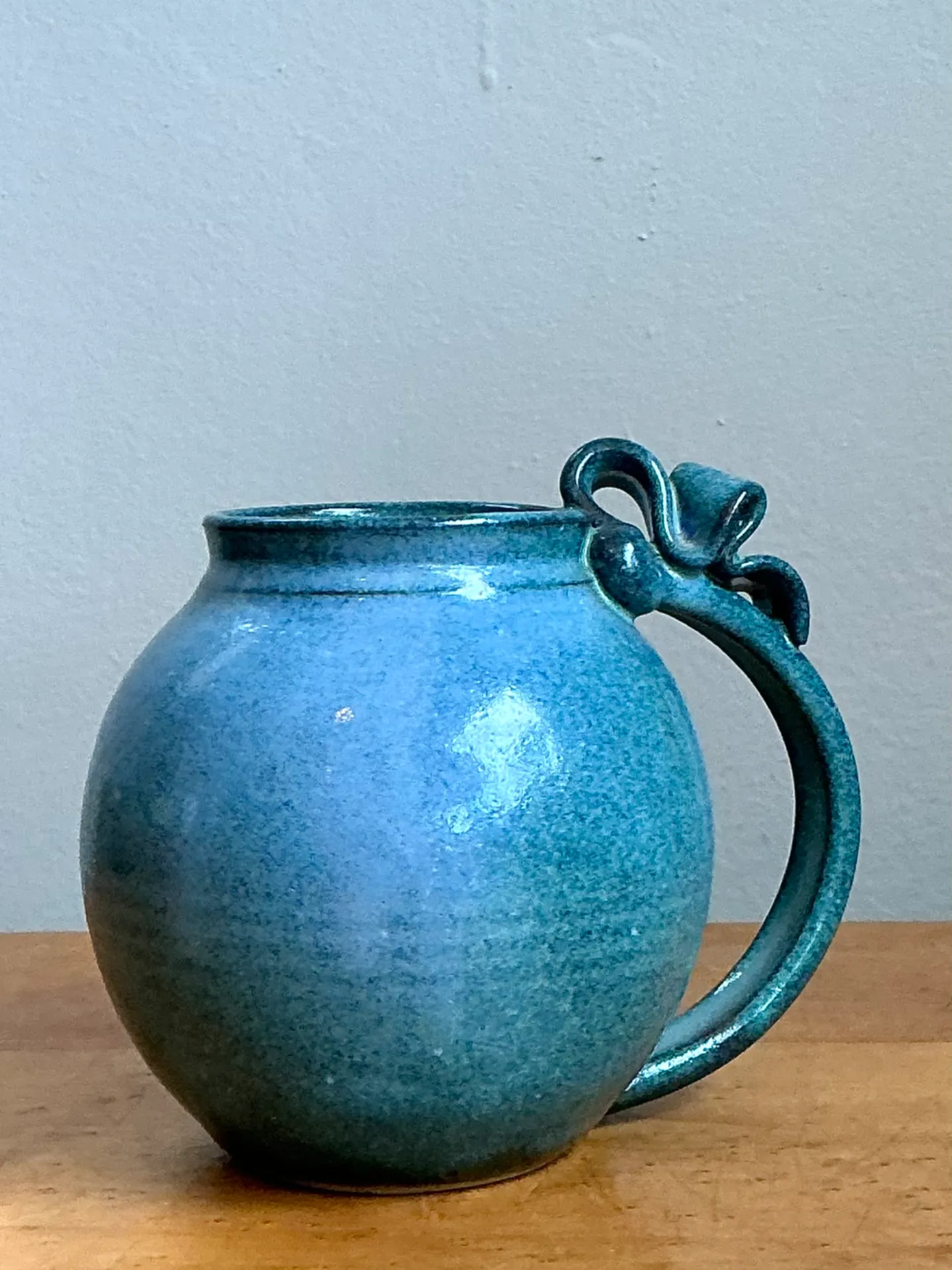 Vintage Blue Speckled Pottery Jug — additional photo 8