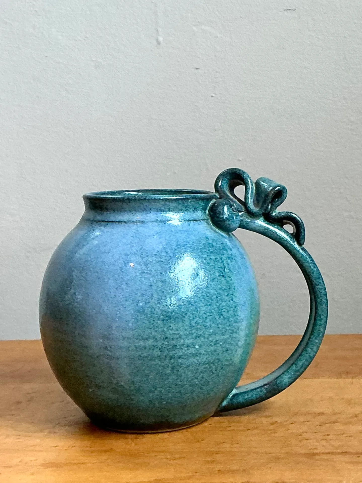 Vintage Blue Speckled Pottery Jug — additional photo 3