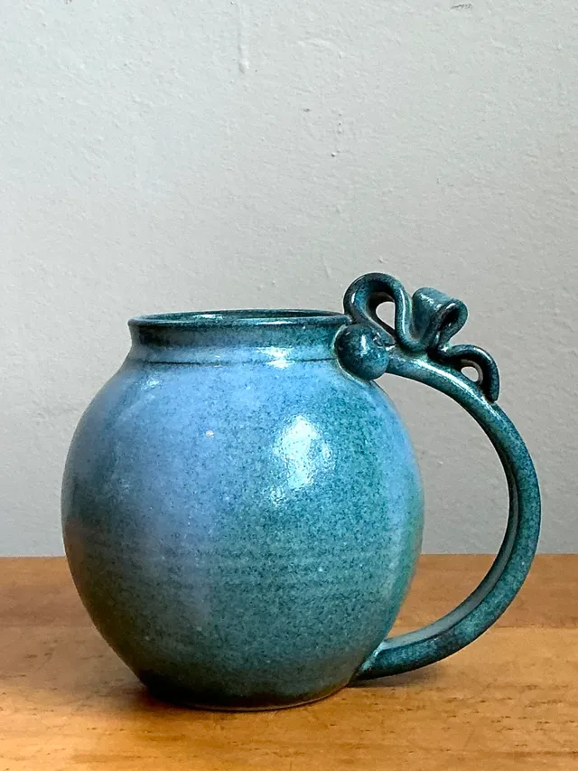 Vintage Blue Speckled Pottery Jug — additional photo 1