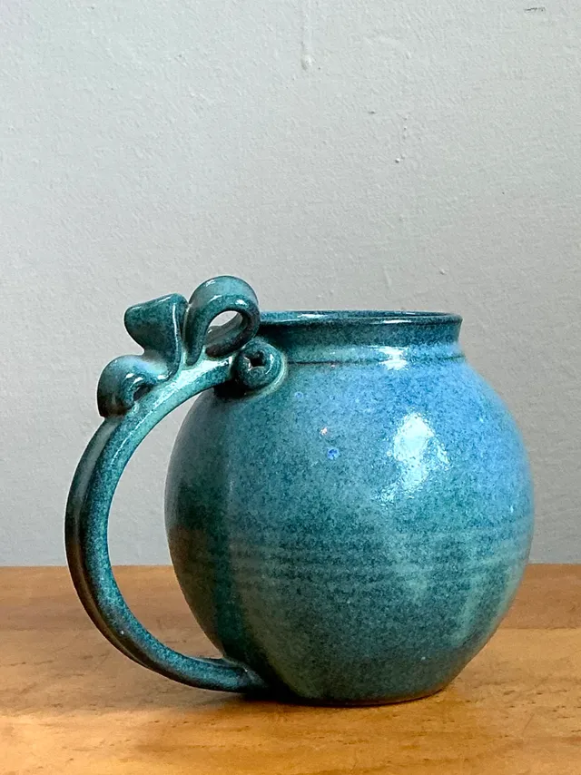 Vintage Blue Speckled Pottery Jug — additional photo 5