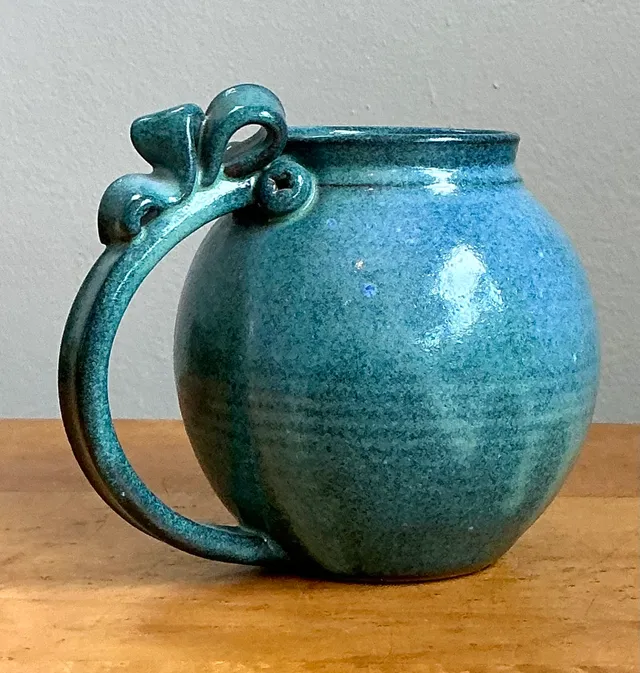 Vintage Blue Speckled Pottery Jug — additional photo 6