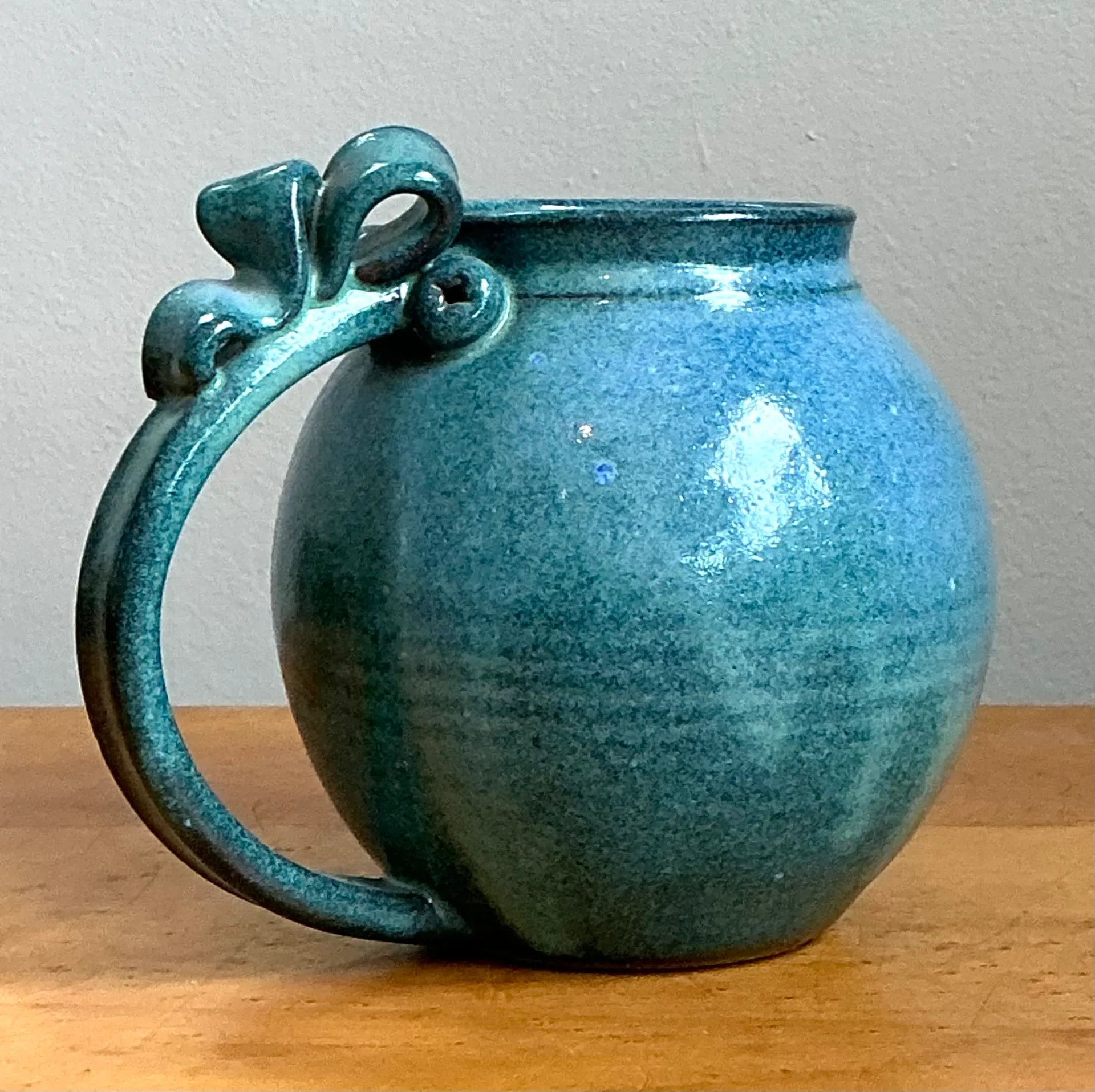 Vintage Blue Speckled Pottery Jug — additional photo 4