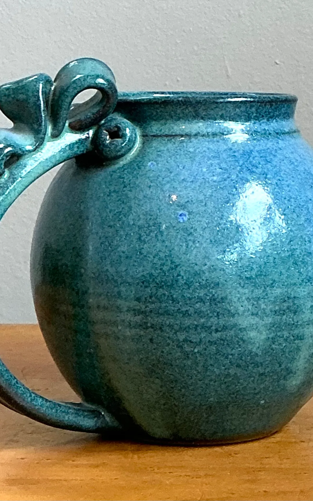 Vintage Blue Speckled Pottery Jug — additional photo 4
