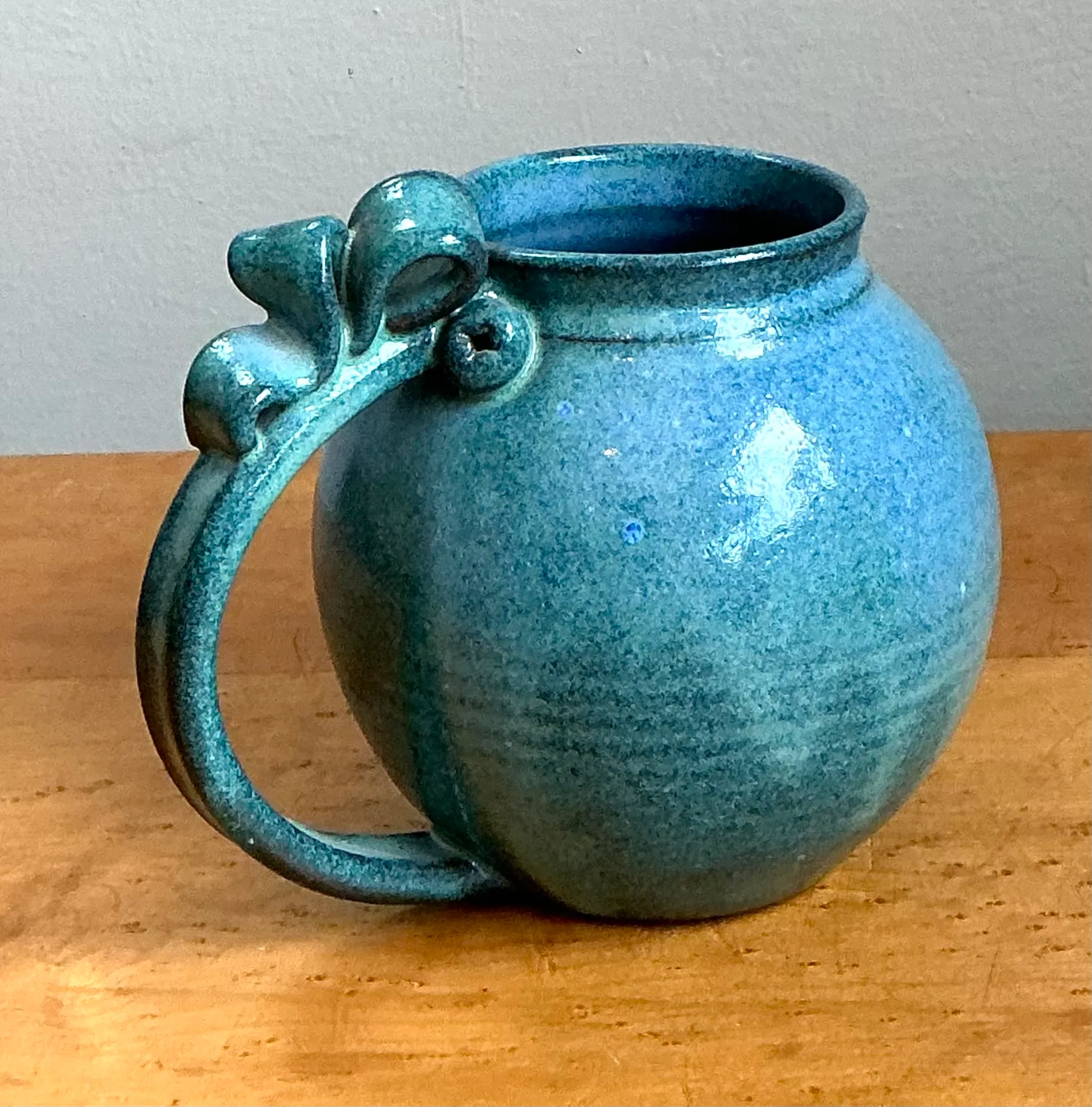 Vintage Blue Speckled Pottery Jug — additional photo 2