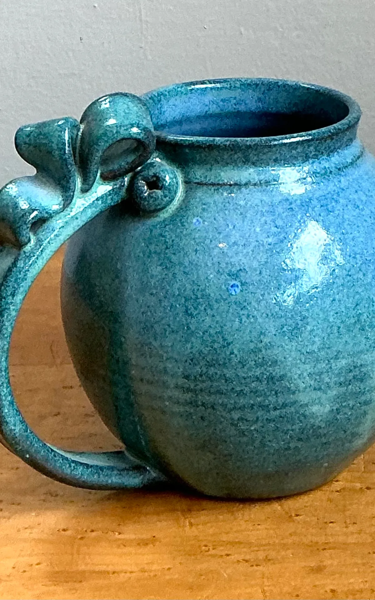 Vintage Blue Speckled Pottery Jug — additional photo 2