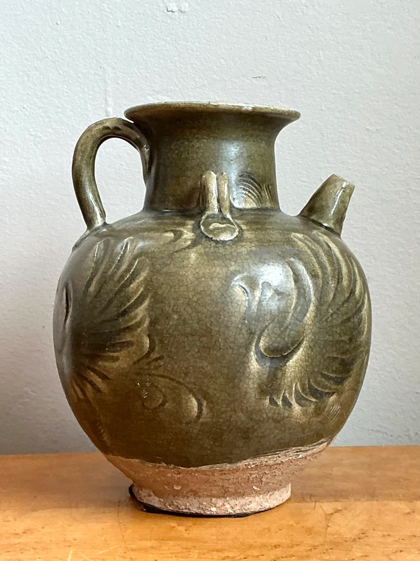 Vintage Sculptural Green Ceramic Jug — additional photo 8