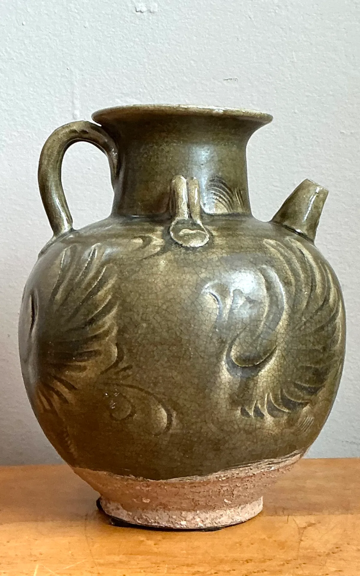 Vintage Sculptural Green Ceramic Jug — additional photo 8