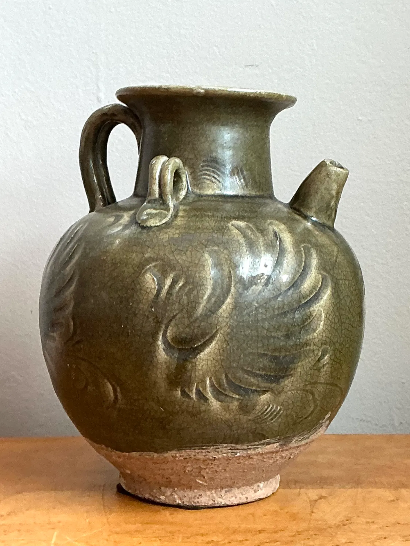 Vintage Sculptural Green Ceramic Jug — additional photo 7