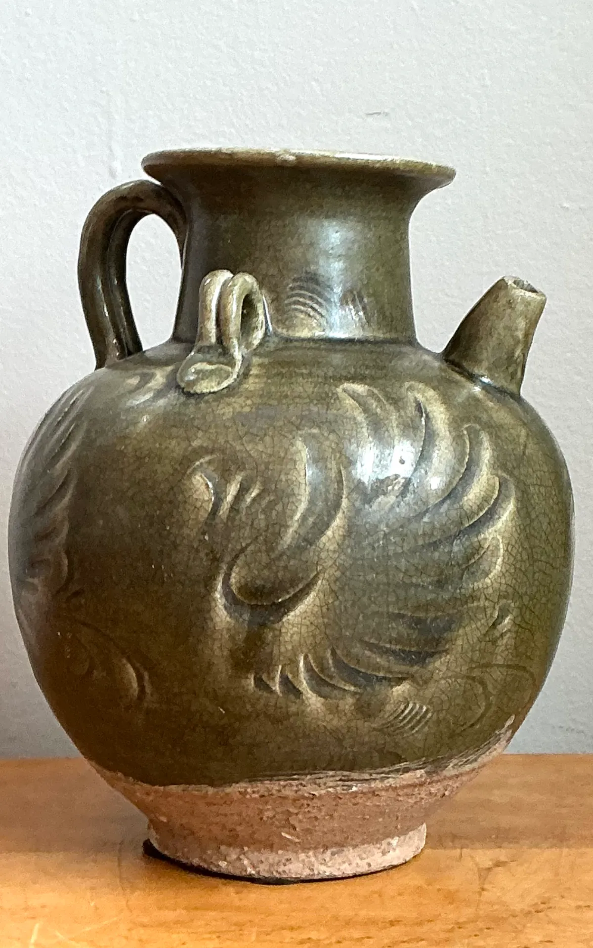 Vintage Sculptural Green Ceramic Jug — additional photo 7