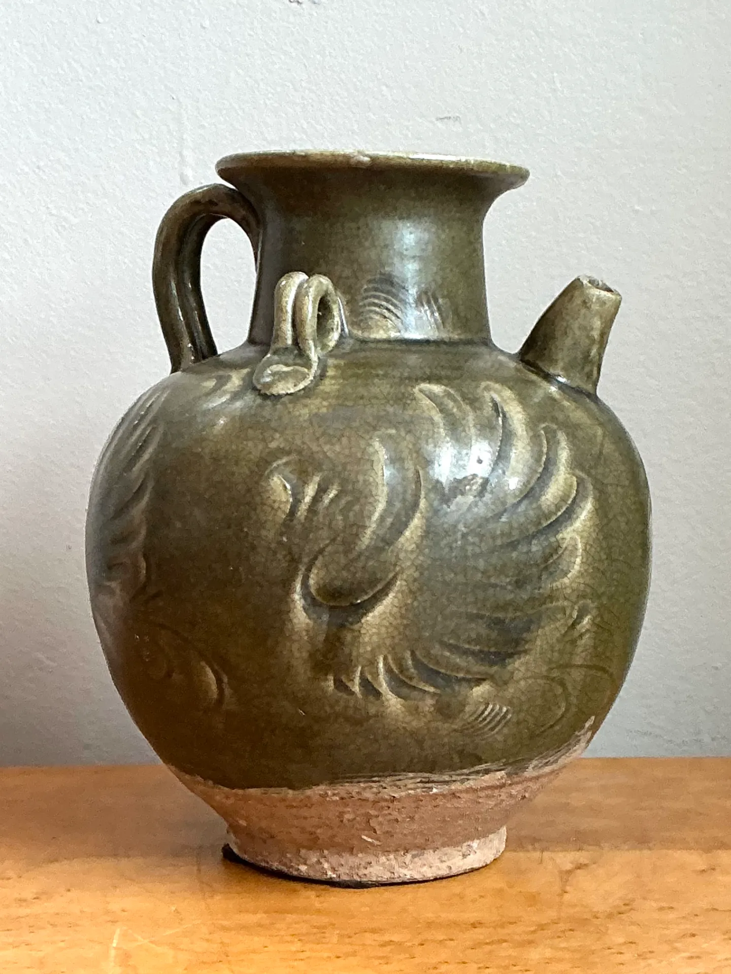 Vintage Sculptural Green Ceramic Jug — additional photo 4