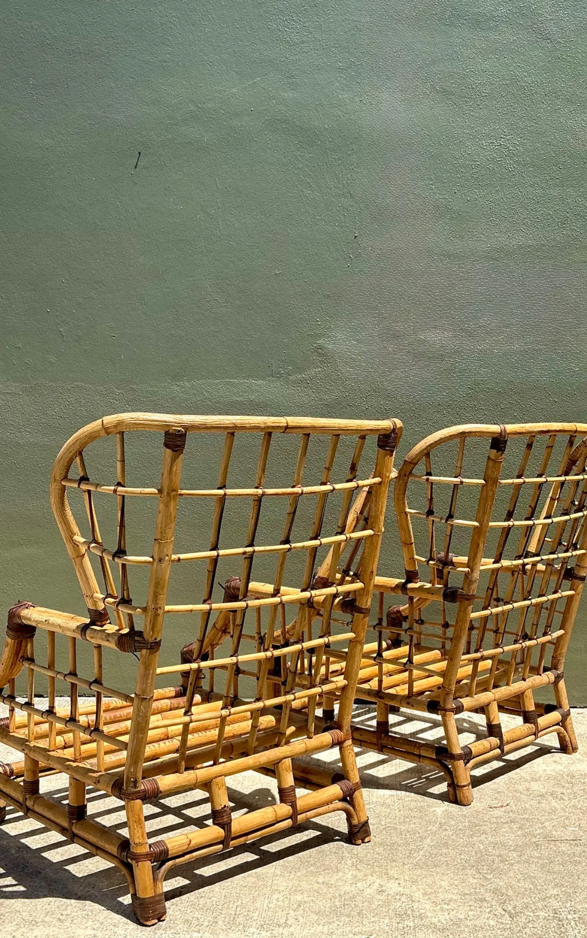 Vintage Grid Rattan High Back Chairs - Pair — additional photo 8