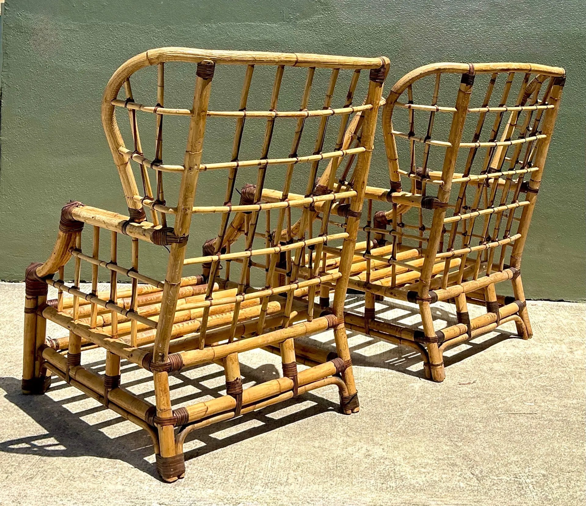 Vintage Grid Rattan High Back Chairs - Pair — additional photo 7