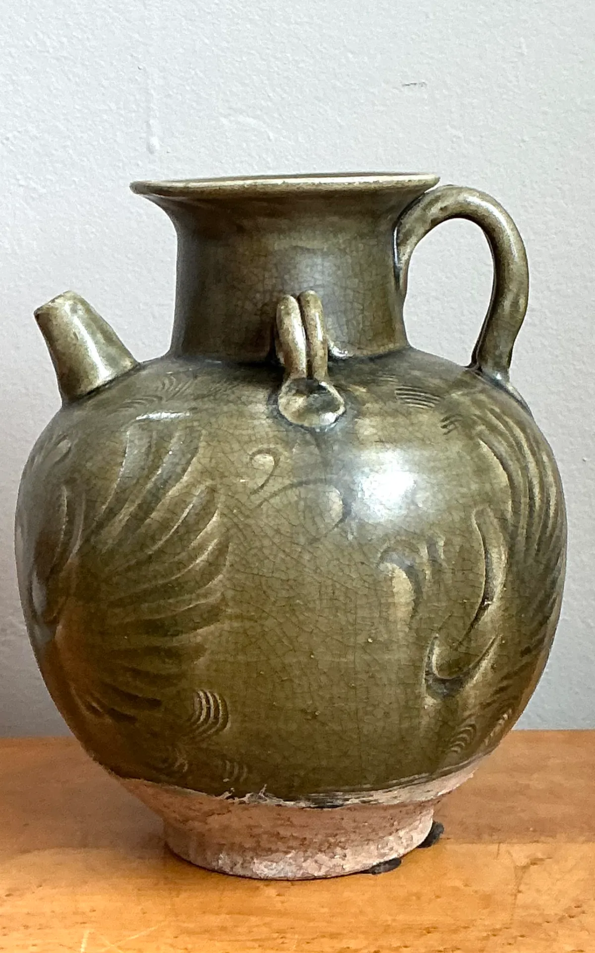 Vintage Sculptural Green Ceramic Jug — additional photo 5